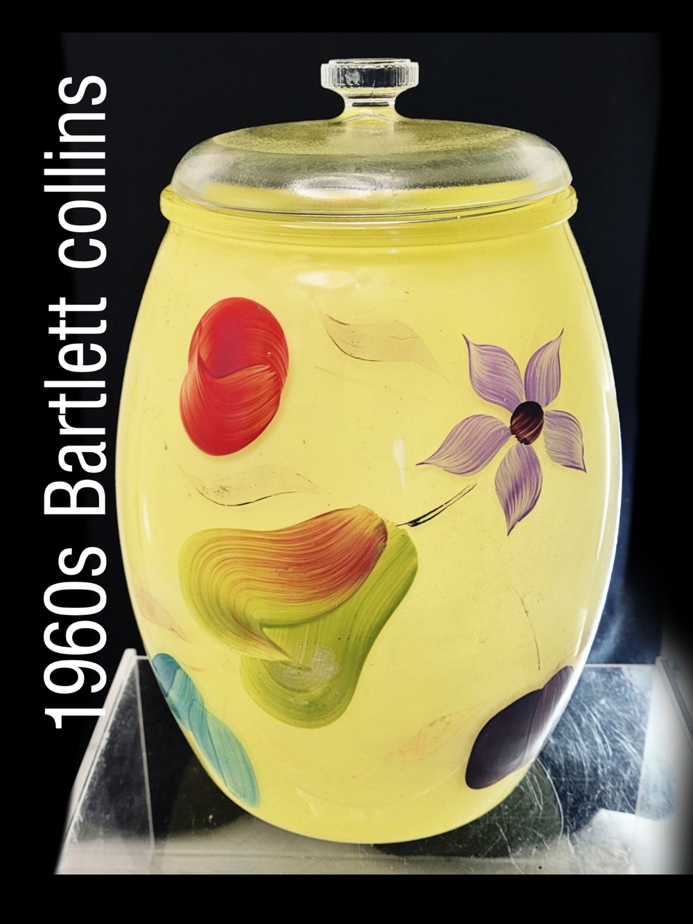 1960s Vintage Bartlett Collins Handpainted Glass Cookie Jar